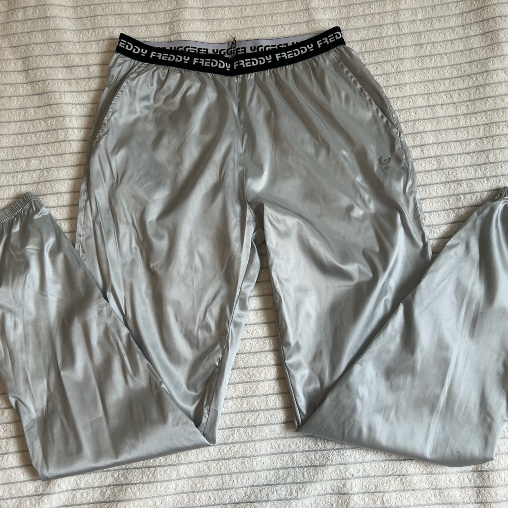 Freddy TRACK PANT Logo Styling, silver, Sz S, NWOT